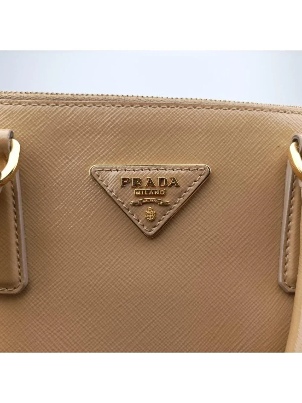 Prada Pyramid Beige Patent 31 Handbag